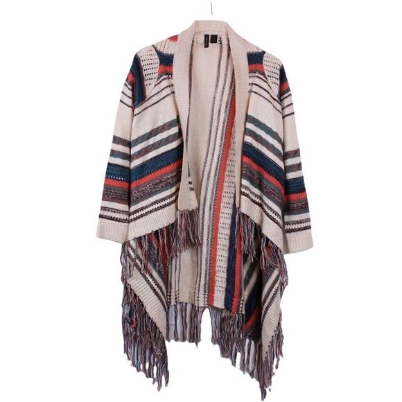 Full Tilt Multi-stripe Open Poncho Boho Inspired Multi-colors Size Small - Picture 1 of 4